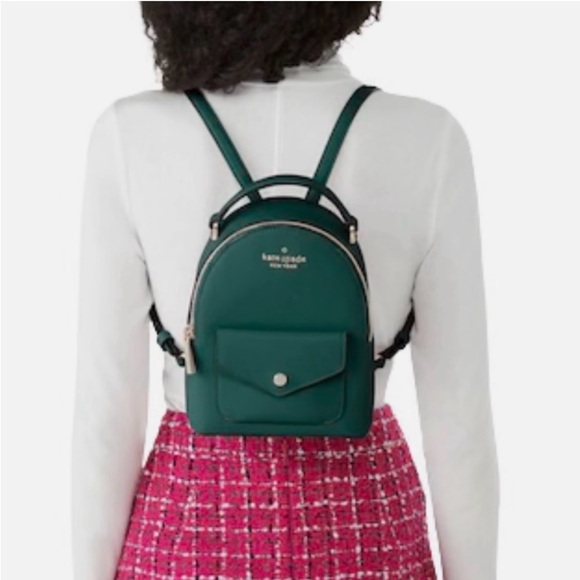 Kate Spade Schuyler mini backpack in the color Deep Jade green. - Picture 2 of 13